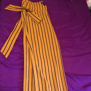 Gold and Blue Striped Pants